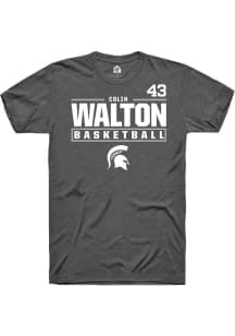 Colin Walton  Michigan State Spartans Grey Rally NIL Stacked Box Short Sleeve T Shirt