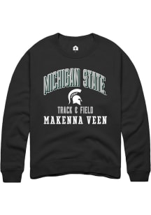 Makenna Veen  Rally Michigan State Spartans Mens Black NIL Arch Logo Long Sleeve Crew Sweatshirt