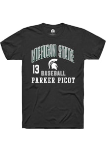Parker Picot  Michigan State Spartans Black Rally NIL Arch Logo Short Sleeve T Shirt