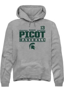 Parker Picot  Rally Michigan State Spartans Mens Graphite NIL Stacked Box Long Sleeve Hoodie