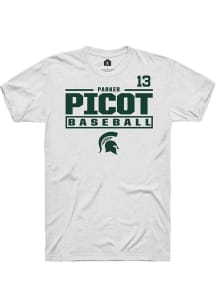 Parker Picot  Michigan State Spartans White Rally NIL Stacked Box Short Sleeve T Shirt