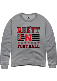 Justyn  Rhett  Rally Nebraska Cornhuskers Mens Grey Football NIL Striped Long Sleeve Crew Sweatshi..