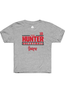 Ryan Hunter  Rally Nebraska Cornhuskers Youth Grey NIL Stacked Box Short Sleeve T-Shirt