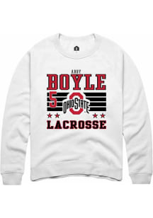 Abby Boyle  Rally Ohio State Buckeyes Mens White NIL Striped Long Sleeve Crew Sweatshirt