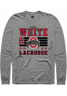 Maddie White  Ohio State Buckeyes Grey Rally NIL Striped Long Sleeve T Shirt