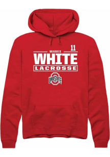 Maddie White  Rally Ohio State Buckeyes Mens Red NIL Stacked Box Long Sleeve Hoodie