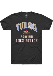 Linzi Foutch  Tulsa Golden Hurricane Black Rally NIL Arch Logo Short Sleeve T Shirt
