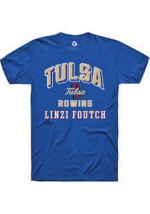 Linzi Foutch  Tulsa Golden Hurricane Blue Rally NIL Arch Logo Short Sleeve T Shirt