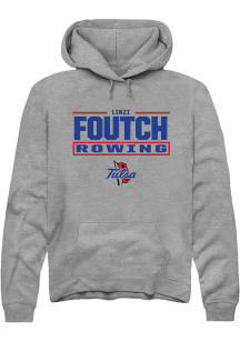 Linzi Foutch  Rally Tulsa Golden Hurricane Mens Graphite NIL Stacked Box Long Sleeve Hoodie