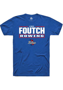 Linzi Foutch  Tulsa Golden Hurricane Blue Rally NIL Stacked Box Short Sleeve T Shirt