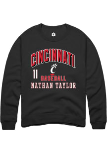 Nathan Taylor  Rally Cincinnati Bearcats Mens Black NIL Arch Logo Long Sleeve Crew Sweatshirt