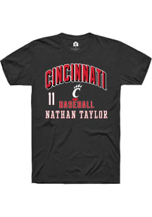 Nathan Taylor  Cincinnati Bearcats Black Rally NIL Arch Logo Short Sleeve T Shirt
