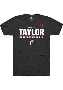 Nathan Taylor  Cincinnati Bearcats Black Rally NIL Stacked Box Short Sleeve T Shirt