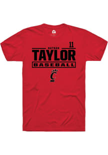 Nathan Taylor  Cincinnati Bearcats Red Rally NIL Stacked Box Short Sleeve T Shirt