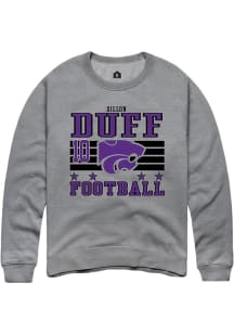 Dillon Duff  Rally K-State Wildcats Mens Grey Football NIL Striped Long Sleeve Crew Sweatshirt
