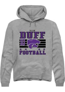 Dillon Duff  Rally K-State Wildcats Mens Grey Football NIL Striped Long Sleeve Hoodie
