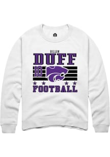 Dillon Duff  Rally K-State Wildcats Mens White Football NIL Striped Long Sleeve Crew Sweatshirt
