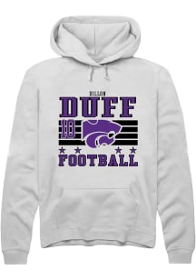 Dillon Duff  Rally K-State Wildcats Mens White Football NIL Striped Long Sleeve Hoodie