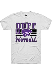Dillon Duff  K-State Wildcats White Rally Football NIL Striped Short Sleeve T Shirt