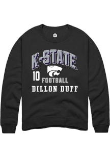Dillon Duff  Rally K-State Wildcats Mens Black Football NIL Arch Logo Long Sleeve Crew Sweatshirt