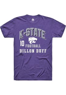 Dillon Duff  K-State Wildcats Purple Rally Football NIL Arch Logo Short Sleeve T Shirt