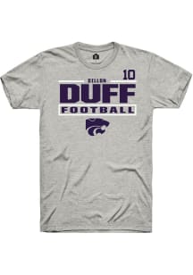 Dillon Duff  K-State Wildcats Ash Rally Football NIL Stacked Box Short Sleeve T Shirt