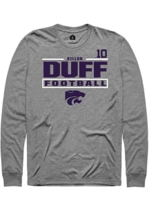 Dillon Duff  K-State Wildcats Graphite Rally Football NIL Stacked Box Long Sleeve T Shirt