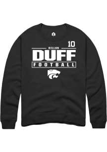 Dillon Duff  Rally K-State Wildcats Mens Black Football NIL Stacked Box Long Sleeve Crew Sweatshir..