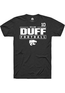 Dillon Duff  K-State Wildcats Black Rally Football NIL Stacked Box Short Sleeve T Shirt
