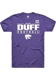 Dillon Duff  K-State Wildcats Purple Rally Football NIL Stacked Box Short Sleeve T Shirt