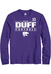 Dillon Duff  K-State Wildcats Purple Rally Football NIL Stacked Box Long Sleeve T Shirt
