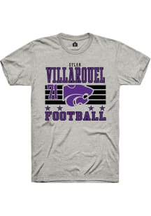 Dylan Villarouel  K-State Wildcats Ash Rally Football NIL Striped Short Sleeve T Shirt