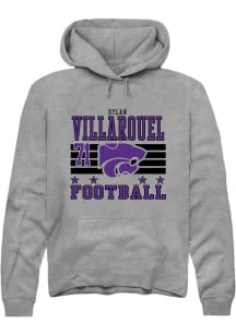 Dylan Villarouel  Rally K-State Wildcats Mens Grey Football NIL Striped Long Sleeve Hoodie