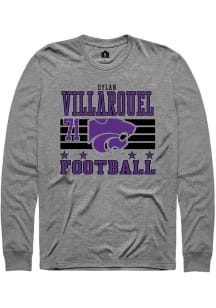 Dylan Villarouel  K-State Wildcats Grey Rally Football NIL Striped Long Sleeve T Shirt