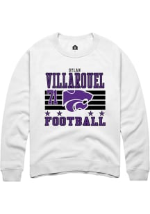 Dylan Villarouel  Rally K-State Wildcats Mens White Football NIL Striped Long Sleeve Crew Sweatshi..