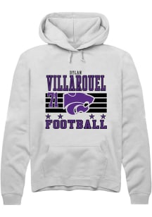 Dylan Villarouel  Rally K-State Wildcats Mens White Football NIL Striped Long Sleeve Hoodie