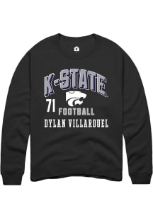 Dylan Villarouel  Rally K-State Wildcats Mens Black Football NIL Arch Logo Long Sleeve Crew Sweats..