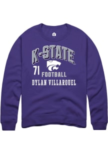Dylan Villarouel  Rally K-State Wildcats Mens Purple Football NIL Arch Logo Long Sleeve Crew Sweat..
