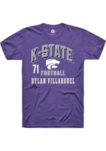 Dylan Villarouel  K-State Wildcats Purple Rally Football NIL Arch Logo Short Sleeve T Shirt