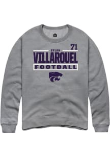 Dylan Villarouel  Rally K-State Wildcats Mens Graphite Football NIL Stacked Box Long Sleeve Crew S..