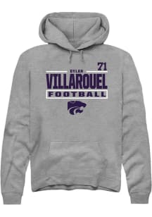 Dylan Villarouel  Rally K-State Wildcats Mens Graphite Football NIL Stacked Box Long Sleeve Hoodie