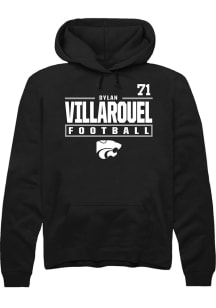 Dylan Villarouel  Rally K-State Wildcats Mens Black Football NIL Stacked Box Long Sleeve Hoodie