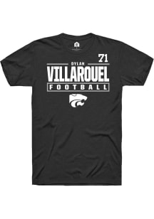 Dylan Villarouel  K-State Wildcats Black Rally Football NIL Stacked Box Short Sleeve T Shirt