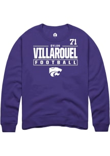 Dylan Villarouel  Rally K-State Wildcats Mens Purple Football NIL Stacked Box Long Sleeve Crew Swe..