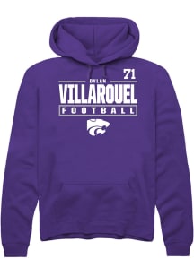Dylan Villarouel  Rally K-State Wildcats Mens Purple Football NIL Stacked Box Long Sleeve Hoodie