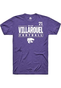Dylan Villarouel  K-State Wildcats Purple Rally Football NIL Stacked Box Short Sleeve T Shirt