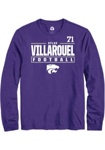 Dylan Villarouel  K-State Wildcats Purple Rally Football NIL Stacked Box Long Sleeve T Shirt