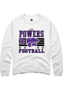 Gabe Powers  Rally K-State Wildcats Mens White Football NIL Striped Long Sleeve Crew Sweatshirt
