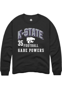 Gabe Powers  Rally K-State Wildcats Mens Black Football NIL Arch Logo Long Sleeve Crew Sweatshirt