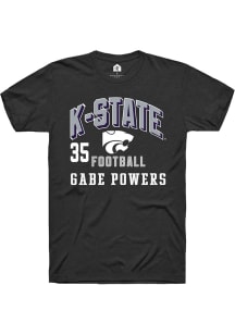 Gabe Powers  K-State Wildcats Black Rally Football NIL Arch Logo Short Sleeve T Shirt